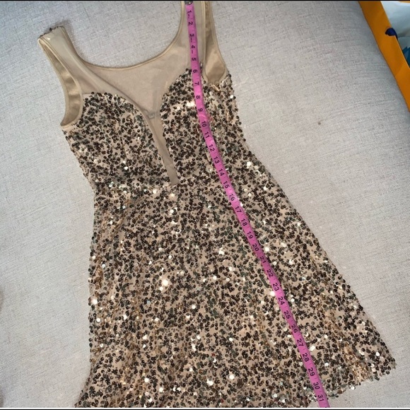 Red Clover Gold Sequin Cocktail Dress - Picture 10 of 11